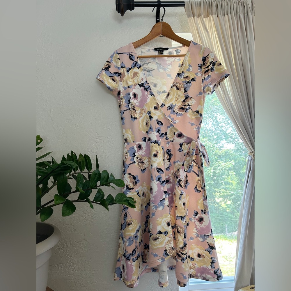 Floral Layered Dress with Front Tie